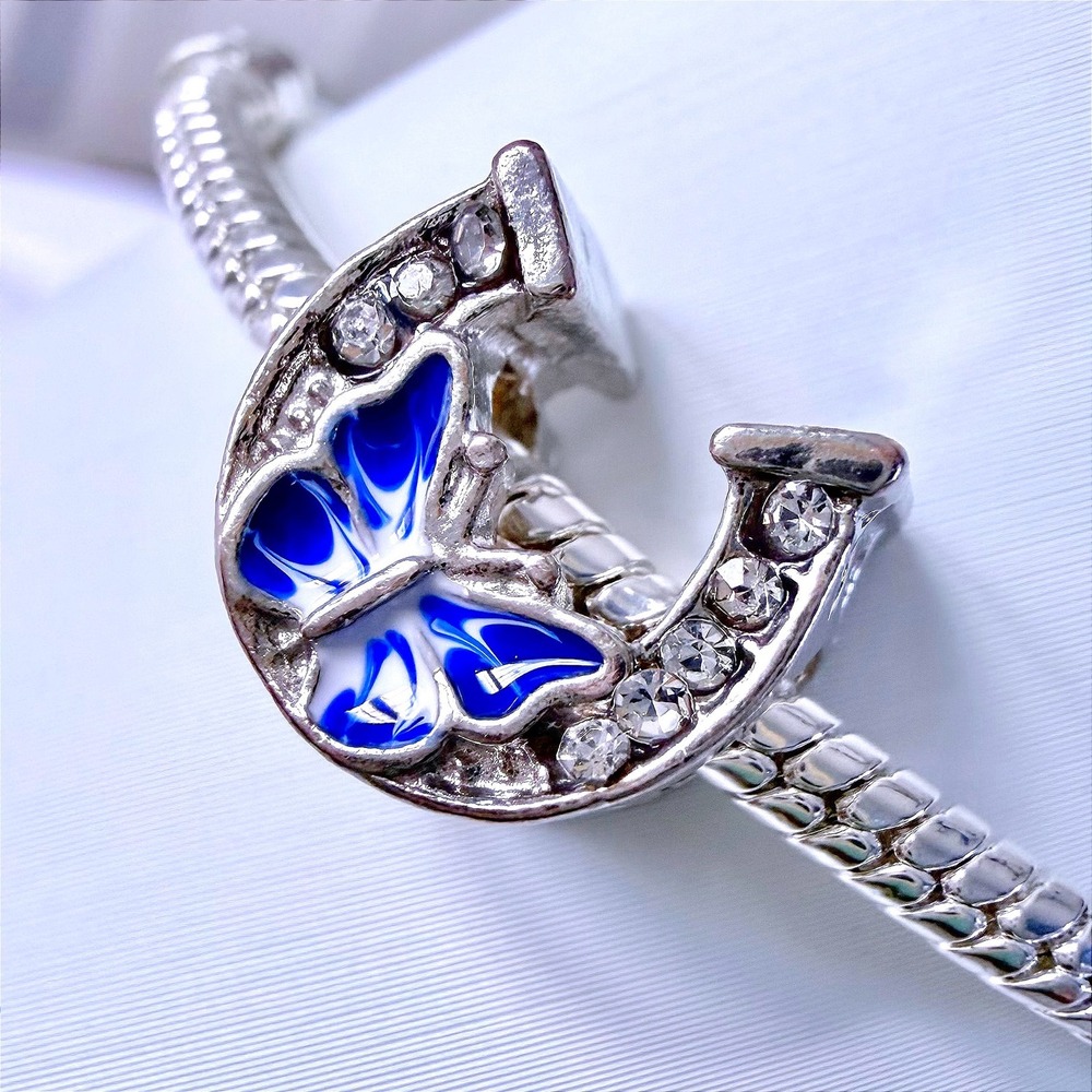 Silver Bead Charm Fits Snake Chain Bracelet Horseshoe Butterfly Crystal